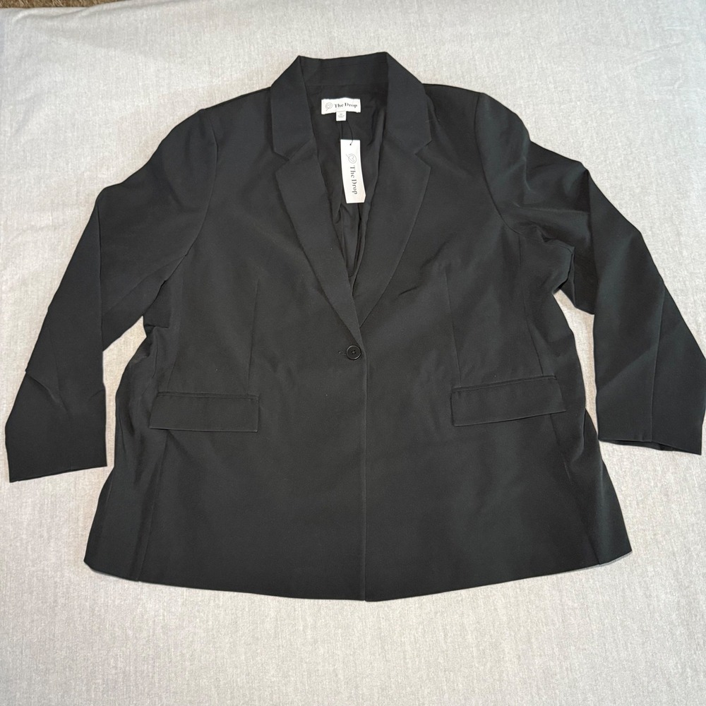 The Drop Women's Black One Button Blazer Size 2X